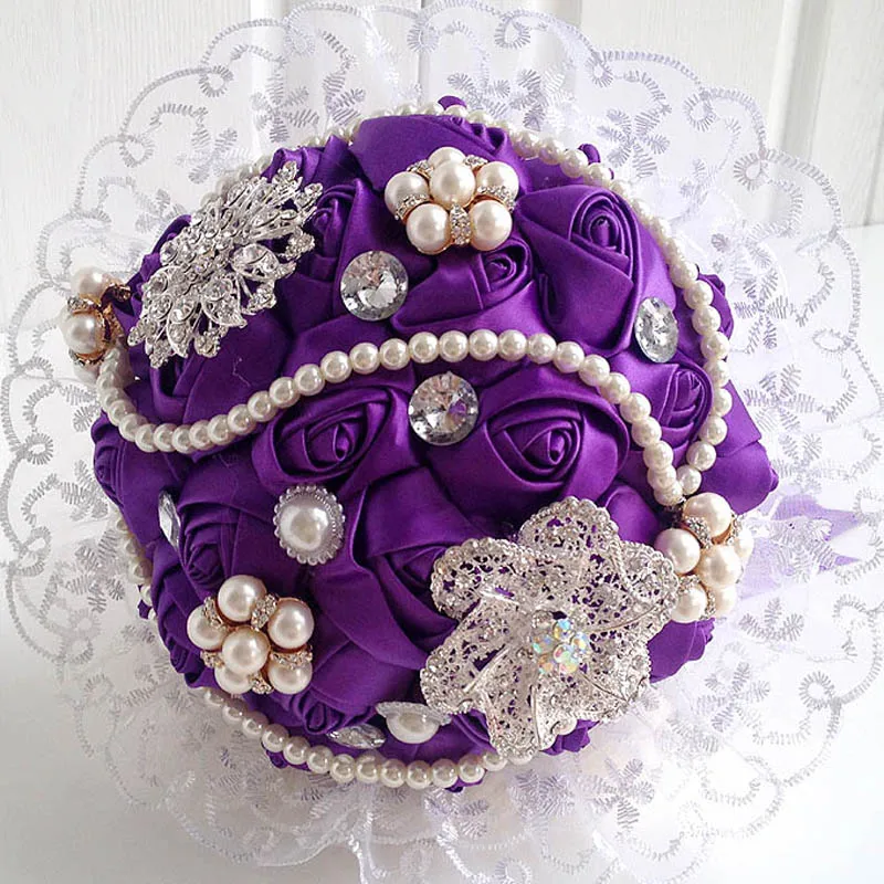 Романтический букет де mariée свадебных аксессуаров свадьба шику букеты кристалл