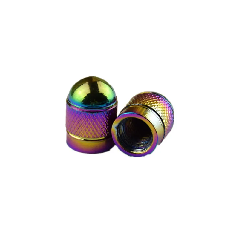 4pcs/set Car Valve Caps Bullet Style Tire Caps Polished Aluminum Black Chrome Tire Valve Stem Cap Anodized Rainbow Caps On Tire