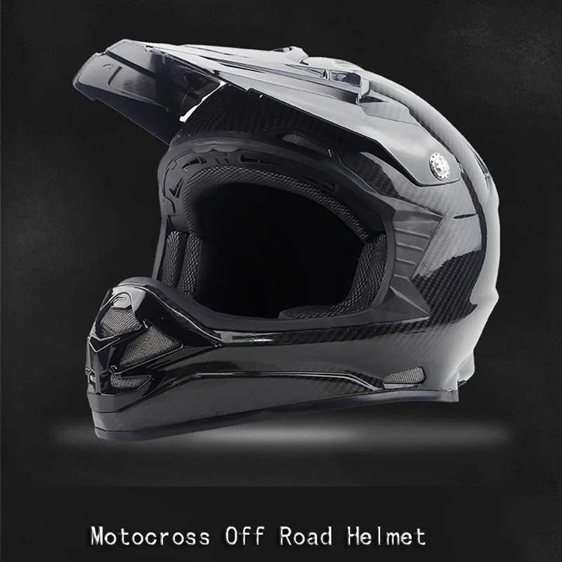 Новый Дизайн черный carbonfiber Мотокросс Off Road шлем с бесплатной очки дети Dirtbike