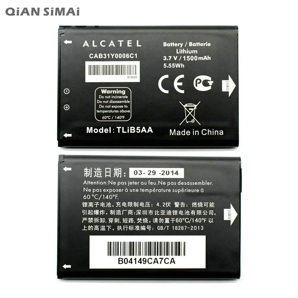 Новый аккумулятор TLiB5AA для Alcatel One Touch 993 995 996 OT993 OT995 OT996 100% высококачественный