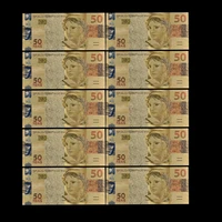 boutique 10pcs color brazil banknotes colored 50 reals gold banknote collection bills souvenir gift