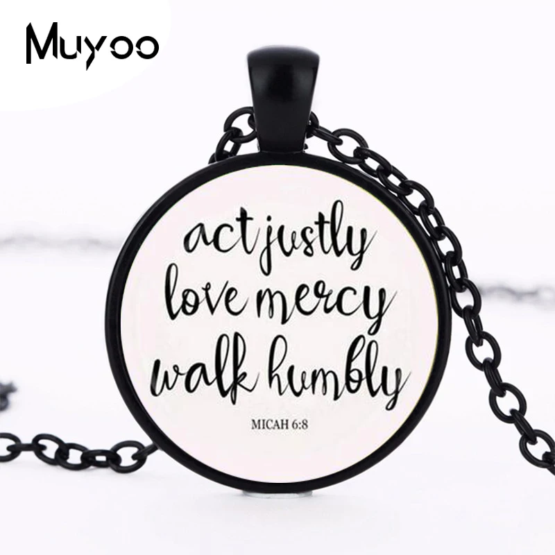 Акция Justly любовь милость гулять скромно ожерелье Micah 68 с кулоном из стекла