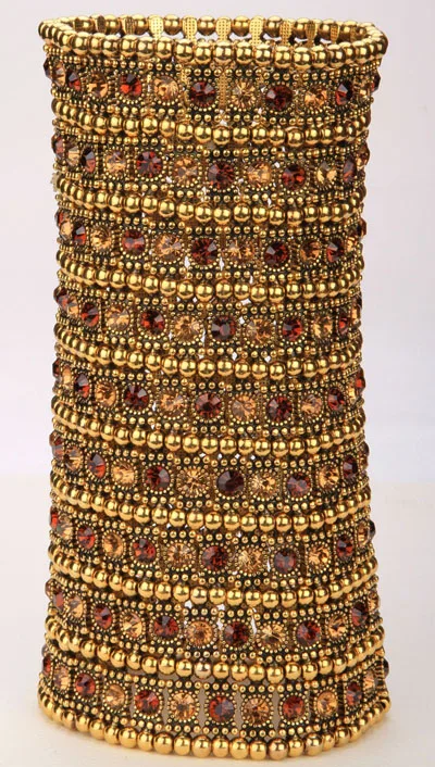 gold brown Многослойные эластичные манжеты длинный Браслет Кристалл Свадебные Модные Ювелирные изделия Подарки для женщин ее жена мама B16 9 ряд Прямая поставка - Окраска металла: gold brown