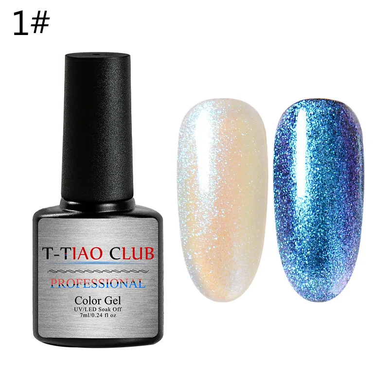 T-TIAO CLUB 7 мл УФ-Хамелеон Гель-лак для нейл-арта Блестящий Звездный лак светодиодный замачиваемый маникюрный лак DIY краска черная основа - Цвет: K1551
