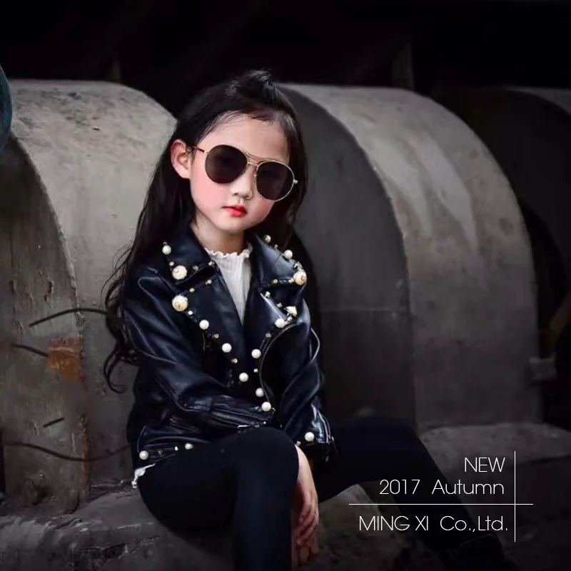Детская мотоциклетная кожаная куртка из искусственной кожи для девочек