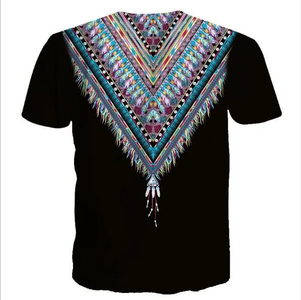Мужская футболка в этническом стиле с коротким рукавом и 3D принтом летняя одежда
