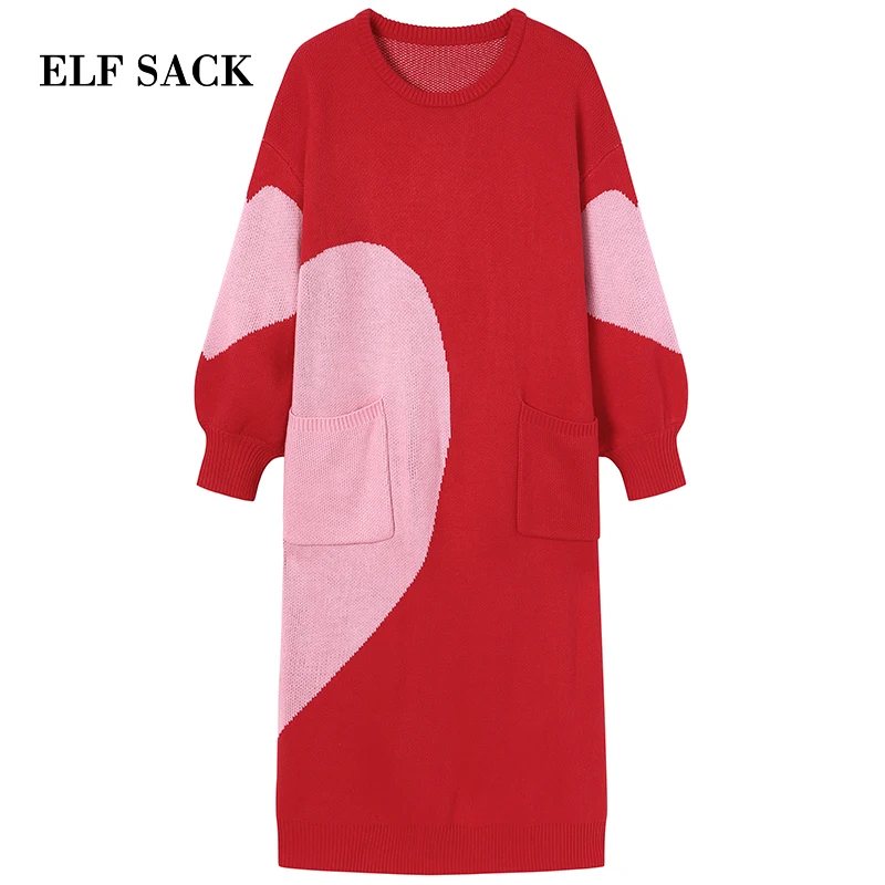 ELFSACK новинка модное женское платье повседневное цветное пэтчворк с принтом