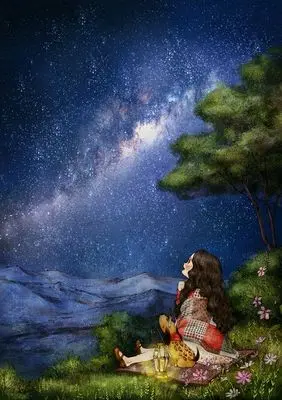 Вышивка Девочка под звездами ручной работы наборы для вышивки крестиком сделай