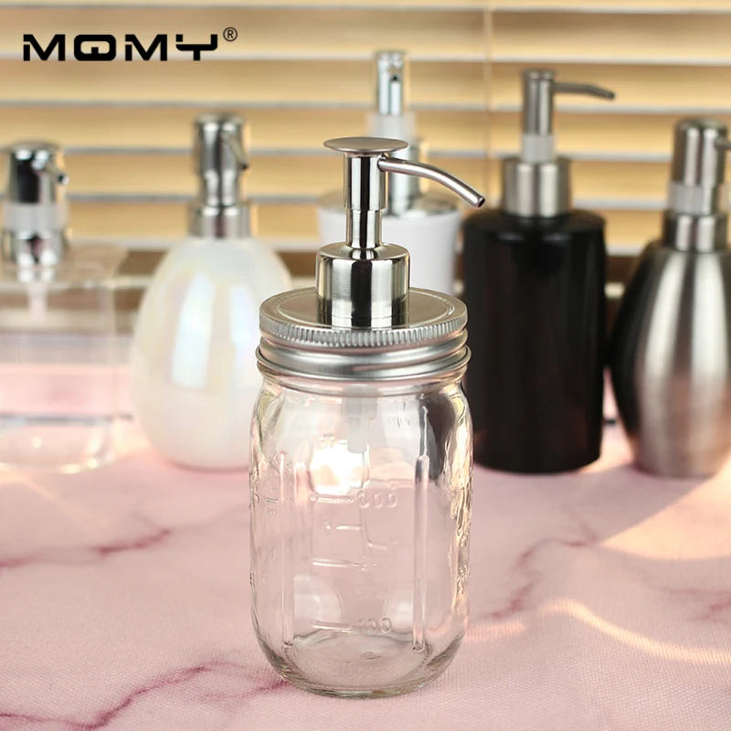 

Lotion Shampoo With Clip Lock Replacement Mason Jar (Jar not include) Dispenser Lid Stainless Steel Soap Pump