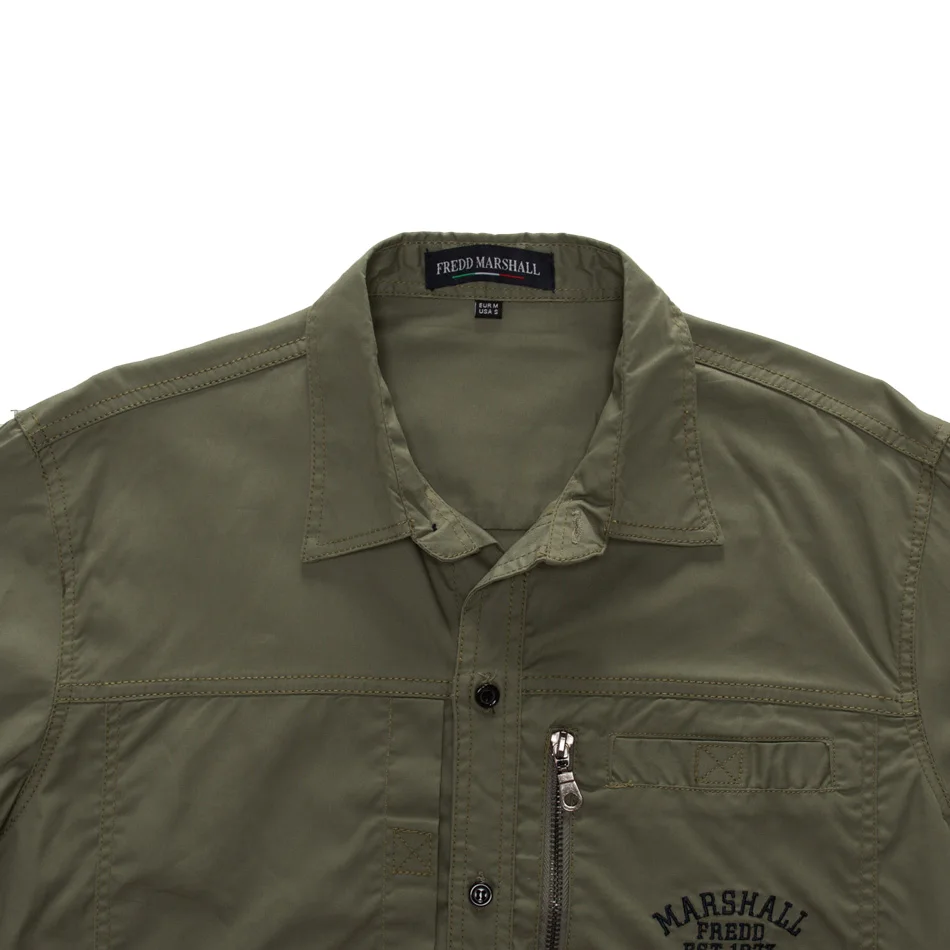 Рубашка мужская приталенная с длинным рукавом деловой стиль армейская