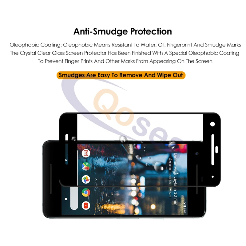 Qosea для Google Pixel 2 защита экрана 9H полная пленка для Google Pixel 2 4D изогнутая поверхность край защитное закаленное стекло