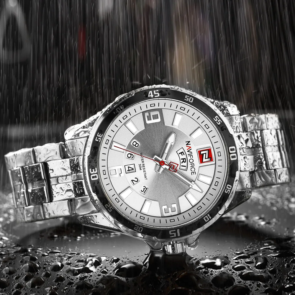 Мужские золотые часы Топ бренд Naviforce 9106 спортивные часы мужские водонепроницаемые полностью Стальные кварцевые армейские военные часы мужские Relogio Masculino