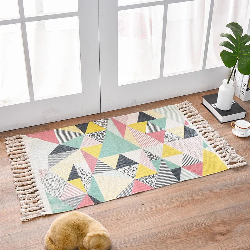 12 Morroco Carpet For Living Room Bedroom Rug Cotton Tassels Sofa Dyed Table Ruuner Bedspread Tapestry Home Decoration 60X90cm size - Цвет: 12