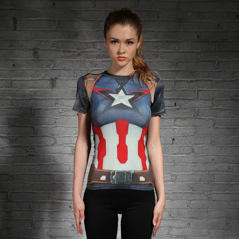 Женские быстросохнущие дышащие футболки Superhero для фитнеса топы женщин Camisetas Mujer|tee