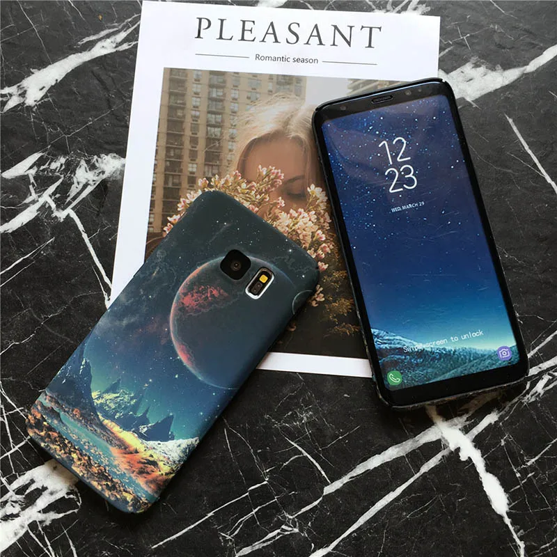 YAMIZOO светящийся чехол для Samsung Galaxy s7 s8 s9 Plus PC Moon On задняя крышка Edge Note 8 чехлы