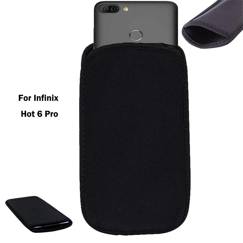 Для Infinix Hot 6 Pro гибкий неопреновый защитный черный чехол для эластичные рукава