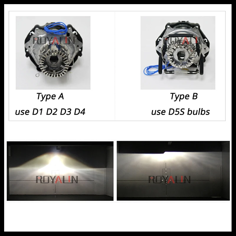 ROYALIN, новейшая модель, линзы проектора bi xenon для Hella 4R 6 D1S D2S 3,0 дюймов, круглый модуль, автомобильный головной светильник, лампы для модификации
