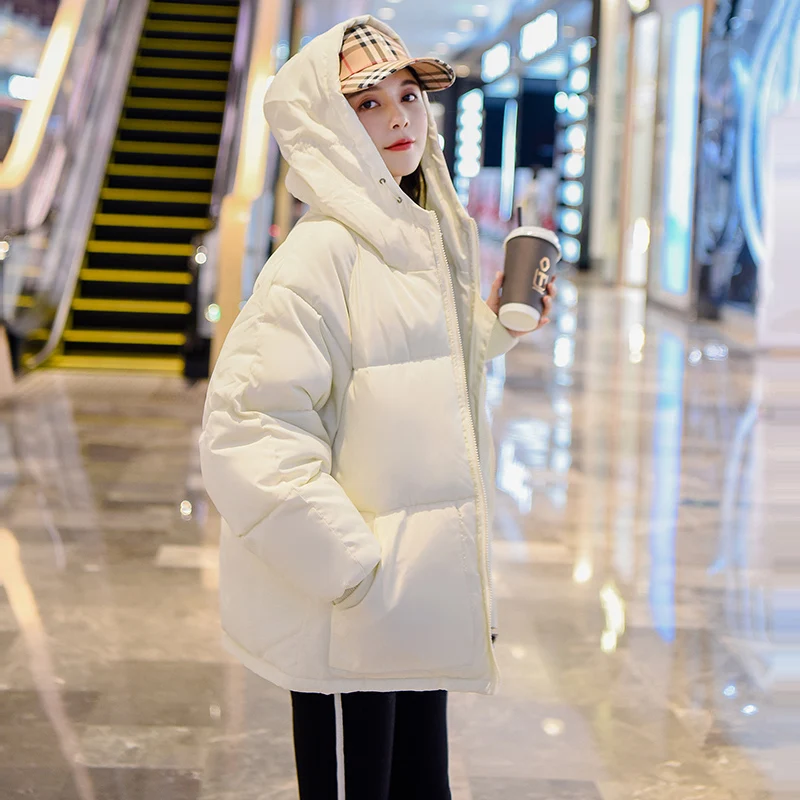 Зимние Для женщин вышивка парки Oversize верхняя одежда вниз пальто хлопка женский