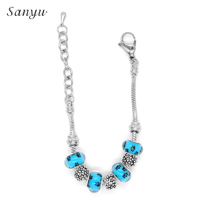 SANYU 2018 новый Двойная Цепочка браслет не Серебряный Омар пряжки глазури бусины Fit