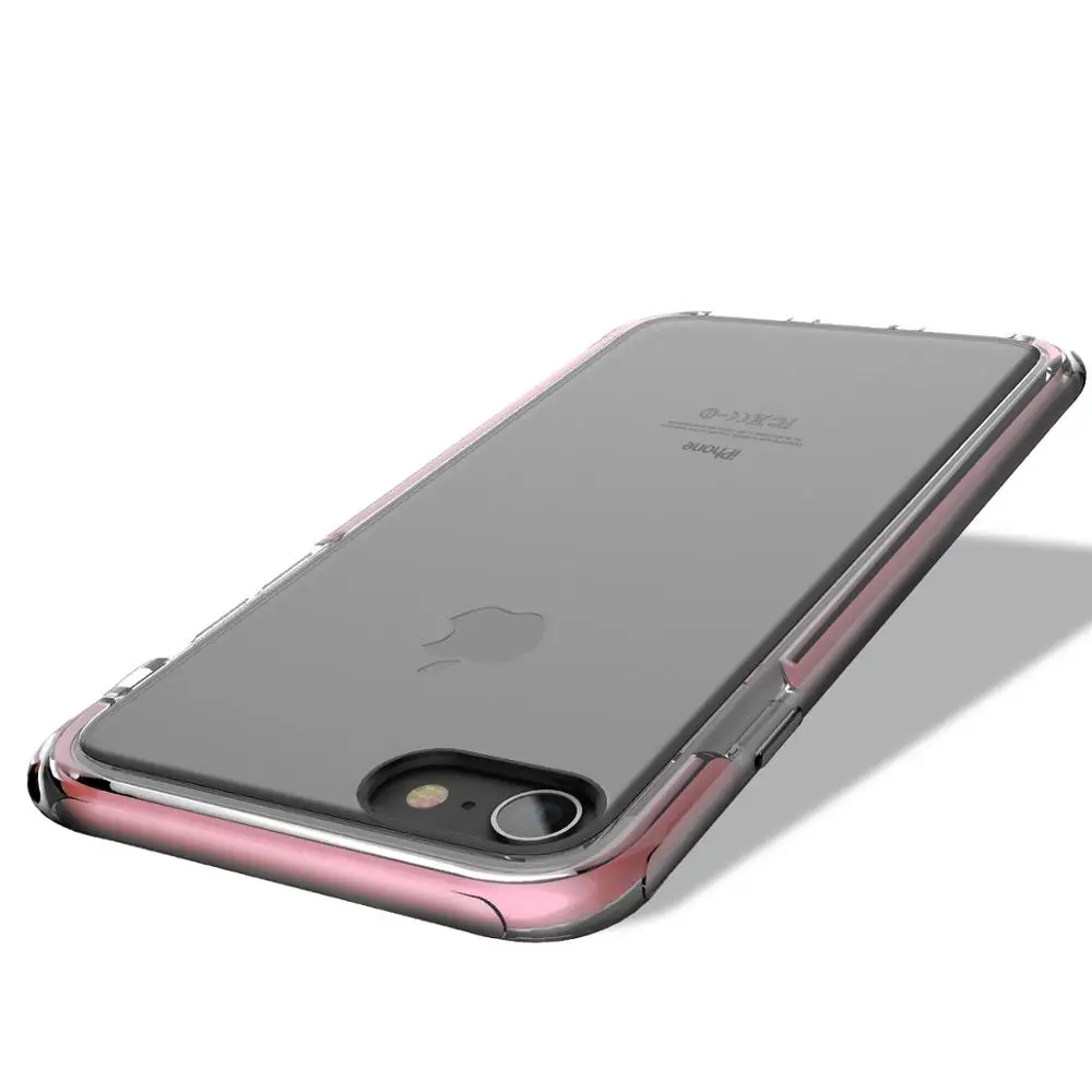Transparent Pink Для iphone 8, 8 Plus чехол+ закаленное стекло ТПУ Силикон+ TPE Гибридный чехол для iPhone 7/7 Plus защитный экран - Цвет: Transparent Pink