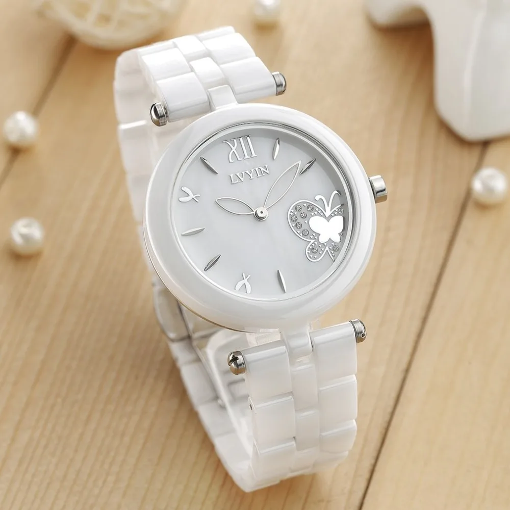 Lvyin керамические часы водонепроницаемые повседневные женские кварцевые