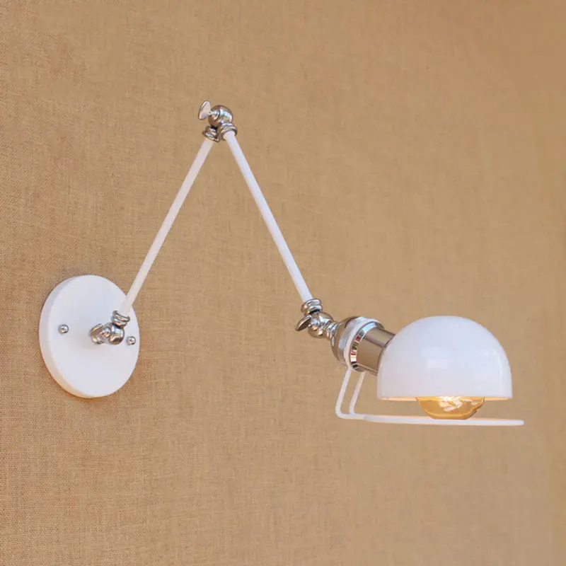 North Europe modern white retro adjust head swing arm wall lamps e27 reading light for workroom bedside bedroom sconce | Лампы и