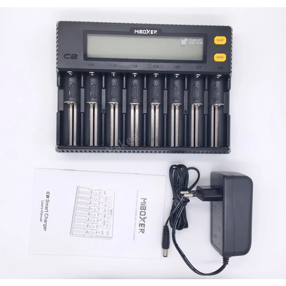 Зарядное устройство MiBOXER C8 18650 с ЖК дисплеем 1 5a для Li Ion LiFePO4 Ni MH Cd AA 21700 20700 26650 18350 17670