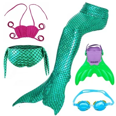 Новинка! Детский купальный костюм русалки с хвостом моноластами для девочек