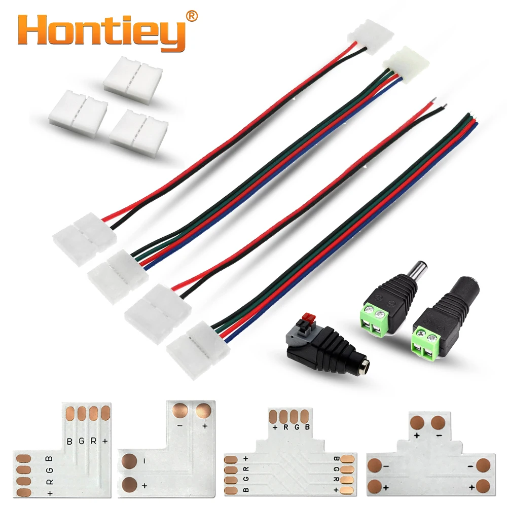 Разъем для светодиодной ленты Hontiey RGB 2/4 контакта 8 мм/10 мм бесплатный сварочный