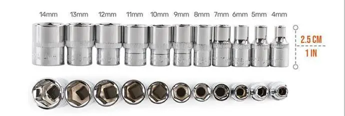 11pc Short Hi-Spec 11 шт. 1/4 Шестигранная розетка Набор адаптер Короткие Длинные розетки 4-14мм головки инструмент крутящий момент гаечный ключ с трещоткой торцевой ключ универсальный ключ ключ трещотка трещетка для головок - Цвет: 11pc Short