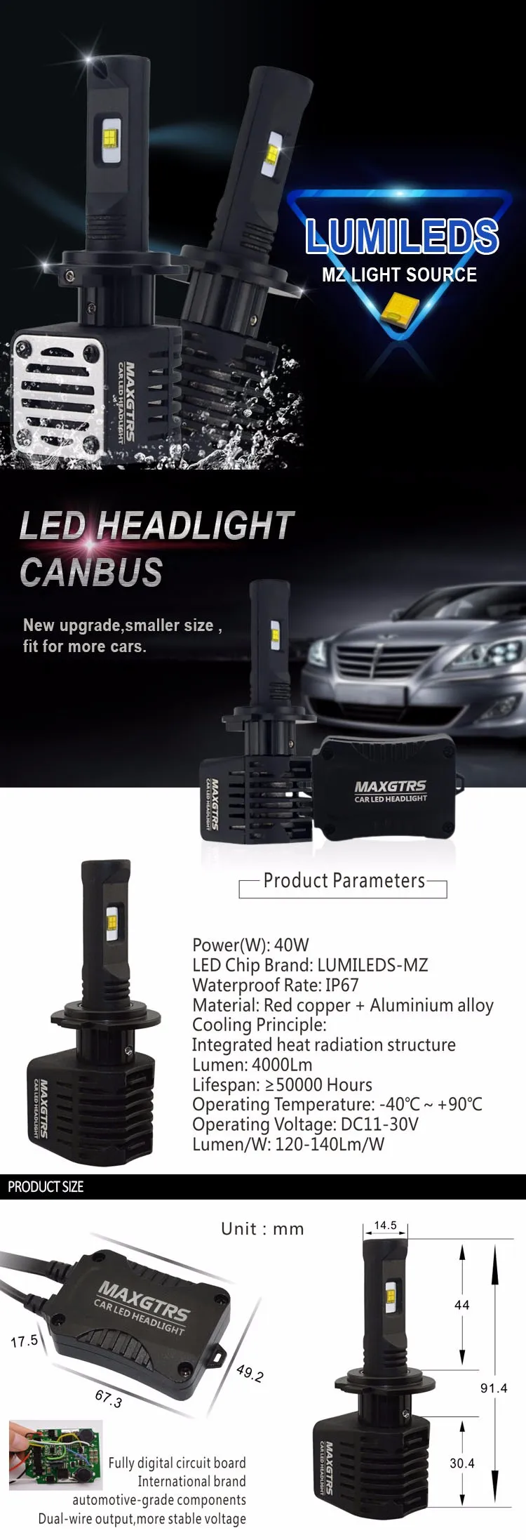 2x80 Вт H4 H7 H8 H11 9005 HB3 9006 HB4 D1 D2 D3 D4S R автомобильная светодиодная лампа для фары с can-bus 8000LM 6000 К Замена для передней фары автомобиля