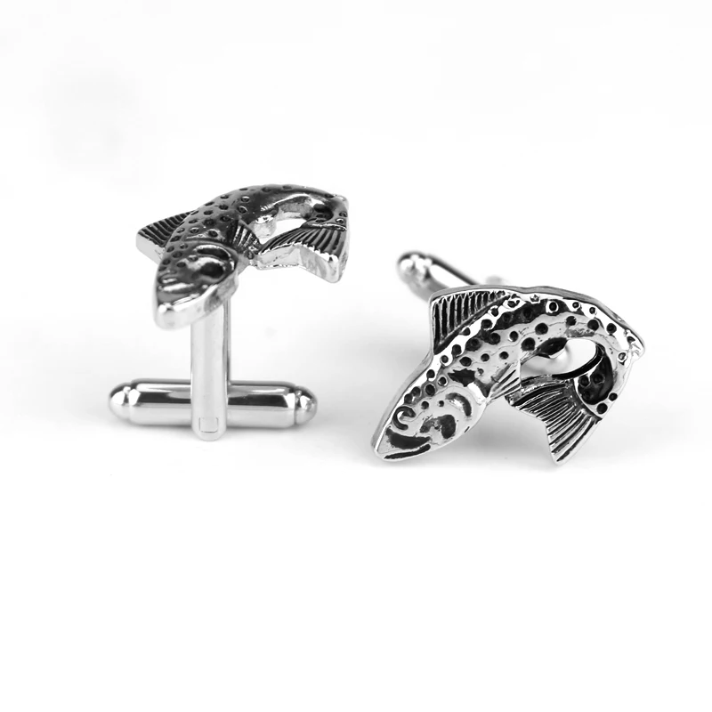 Запонки мужские в виде рыбы креативные серебряные | Украшения и аксессуары