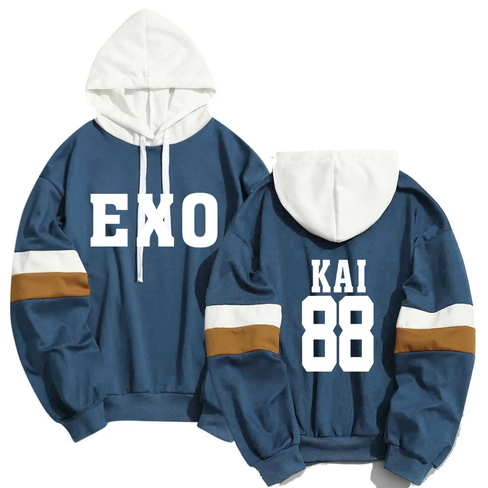 color23 88 Kpop EXO толстовки Толстовка мужская женская уличная Лоскутная K-pop девушка XIUMIN LUHAN CHANYEOL унисекс пуловер Одежда - Цвет: color23 88