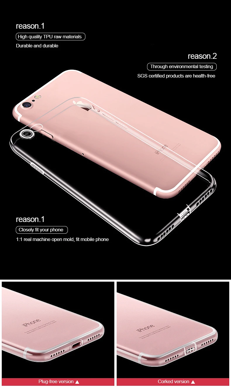 Ультра тонкий прозрачный мягкий ТПУ чехол для телефона для iPhone 7 8 Plus Capa прозрачный чехол s для iPhone X 6s 8 7 Plus 6 Чехол Пылезащитная заглушка 3