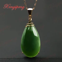 18 k rose gold with 100 natural jade pendant spinach is green simple and easy fine jewelry with diamond
