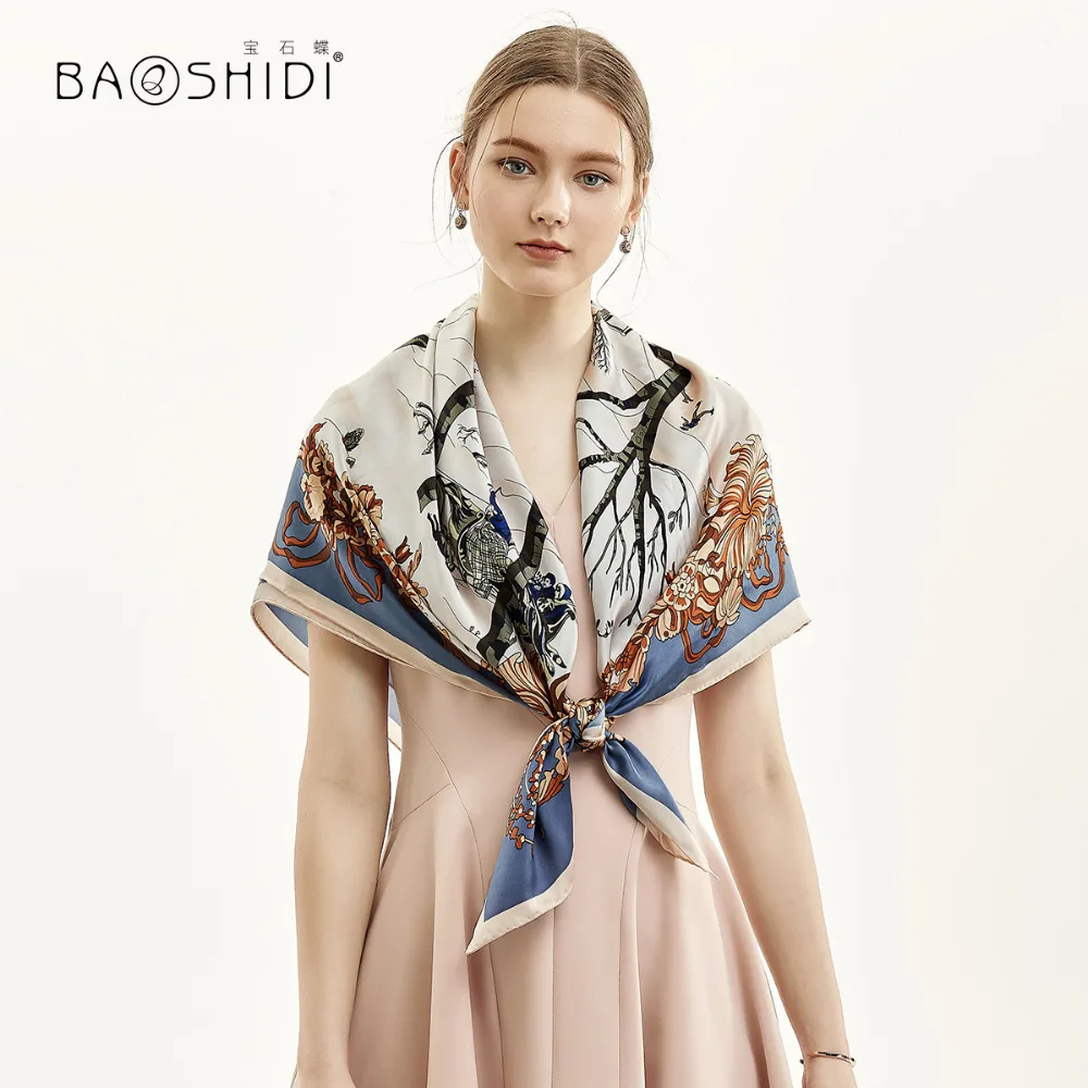 [BAOSHIDI] шарф из 100% шелка 16 момме 106*106 см квадратные шарфы Infinity рулонная работа