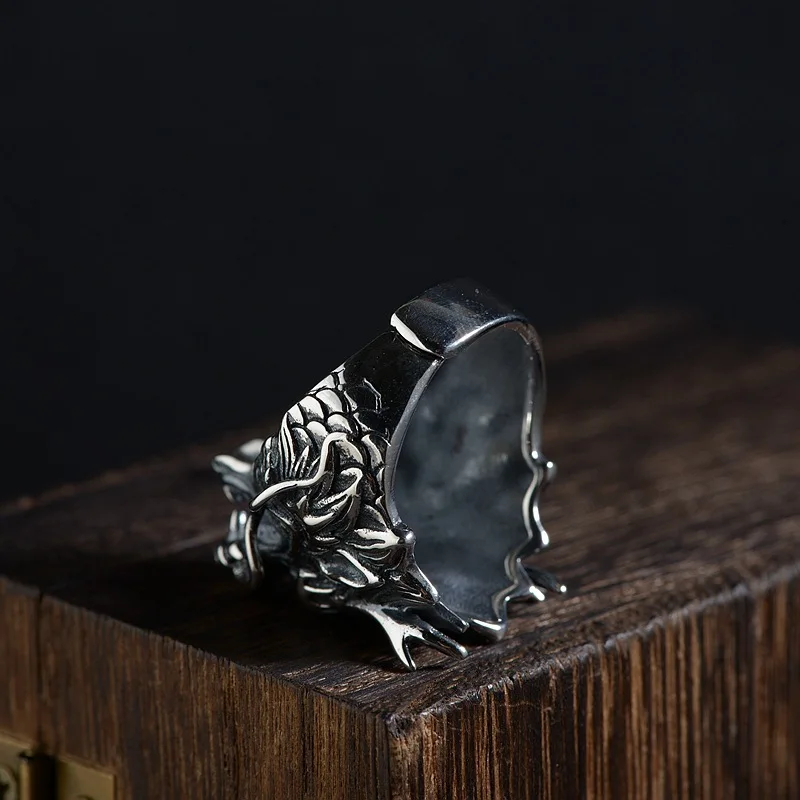 FNJ 925 Серебряное кольцо с драконом новая мода животное S925 Стерлинговое Тайское