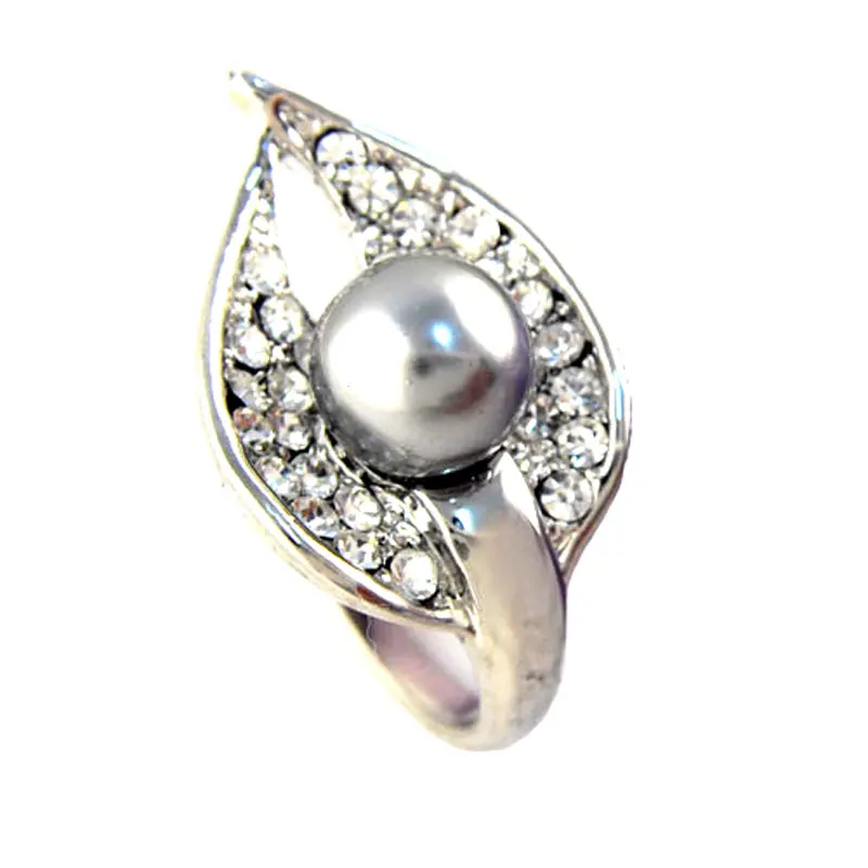 Модное обручальное кольцо для женщин серое жемчужное серебряного цвета сплав