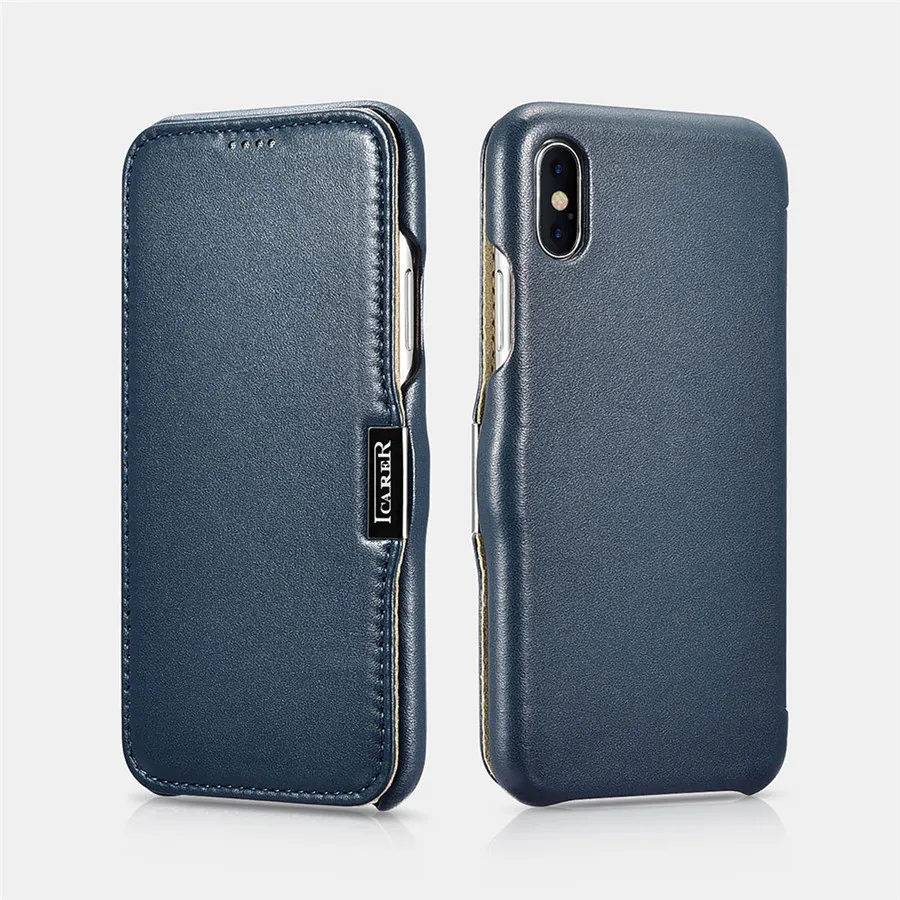 ICarer Роскошный чехол-книжка из натуральной кожи с боковым открытием для iPhone X XS MAX XR