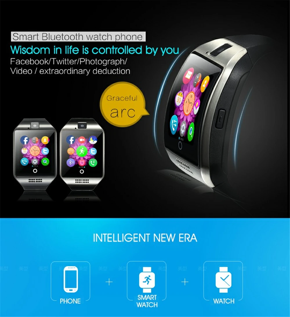 Bluetooth Smart Watch Q18 Men Sport Wristwatch Support 2G SIM TF Card Camera Smartwatch For Android Phone PK GT08 DZ09 A1 Y1 V8