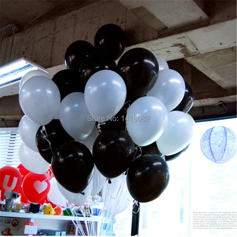 50 шт./лот густой черный белый Свадебные Воздушные шары 12 дюймов 2.8 г шар из латекса