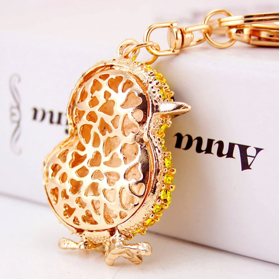 Fashion Crystal Yellow Chicks Keychain Women Gift Charm Metal Accessories Car Key Chain Ring Holder Bag Keyring Llavero R239 | Украшения и