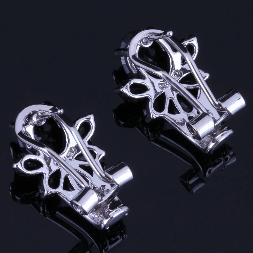 Серебряные серьги-кольца с фианитом V0909