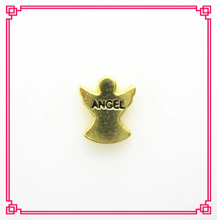 

Hot selling 50pcs/lot gold angel floating charms living glass memory floating lockets charms diy jewelry
