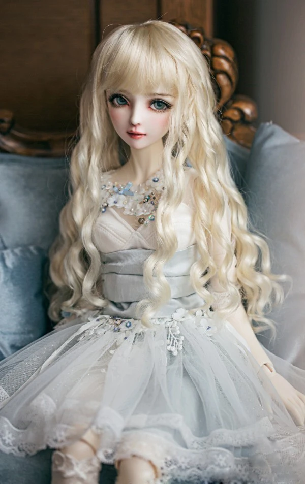 

BJD doll wigs milk golden Imitation mohair wigs for 1/3 1/4 1/6 BJD DD SD MSD YOSD doll long curly hair