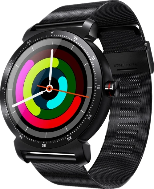 Black Steel EXRIZU Bluetooth Смарт-часы MTK2502C 1,3 дюймов ips круглый экран монитор сердечного ритма микрофон умные часы Спорт ходьба Бег Туризм - Цвет: Black Steel