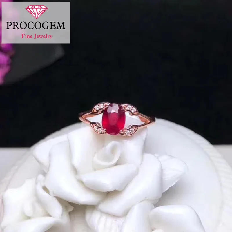 

Fancy Natural Hearted Ruby Rings 1.06Ct for Women Engagement Oval Genuine Gemstones Fine jewelry 925 Sterling silver #346