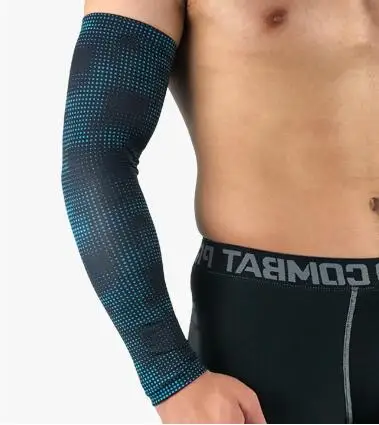 Спортивные нарукавники эластичные нарукавники для баскетбола, велоспорта, велосипедные манжеты теплые компрессионные нарукавники для рук Защита от солнца УФ-защита для рук - Цвет: Синий