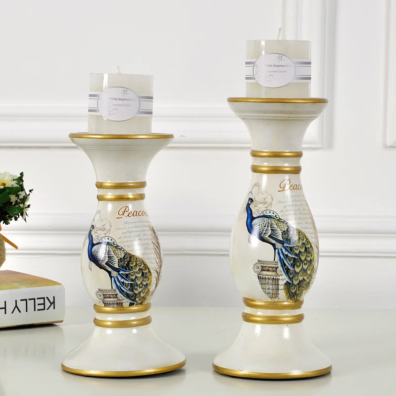 European American Retro Candlestick pastoral countryside painted ceramic high-end home decorations Candle |