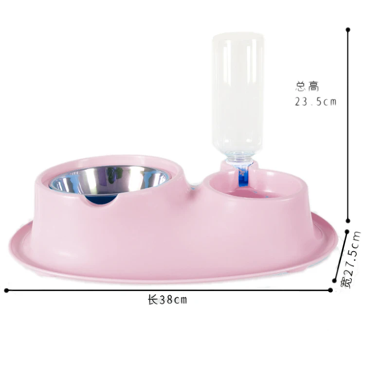 C large pink 2 в 1 миска для собак из нержавеющей стали, контейнер для кошек, двойные кормушки для домашних животных, автоматическая Интерактивная бутылочка для питья - Цвет: C large pink